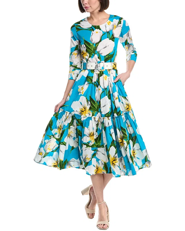 Samantha Sung Melanie Midi Dress in Blue, image 1 of 1 from Rue La La
