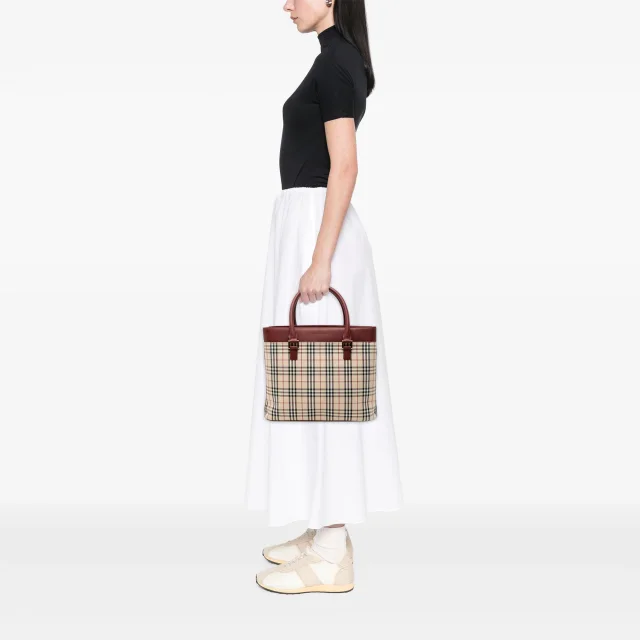 Beige Burberry House Check Canvas Tote in Beige Canvas from Designer Revival, photo 6 of 6