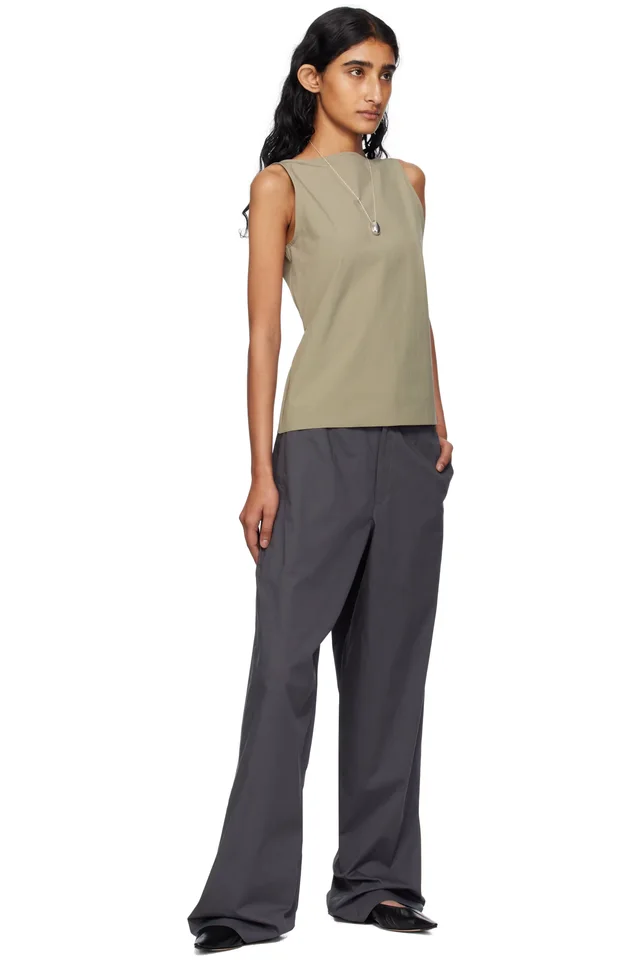 BAMBOU ROGER KWONG Gray Nylon Spandex Boat Neck Top, photo 4 of 4 from SSENSE