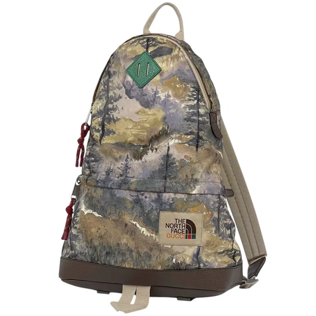 Gucci Backpack North Face Collaboration Nylon Beige Multicolor in Beige Nylon from The Reluxe