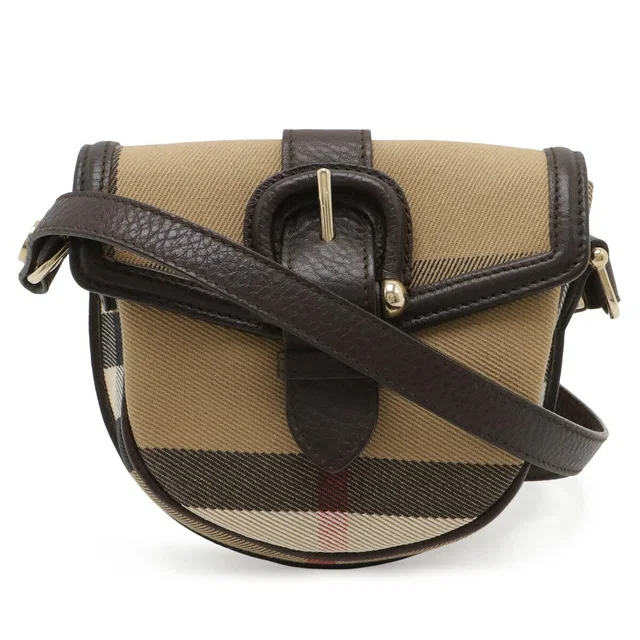 Burberry House Check Canvas Leather Shoulder Bag in Canvas from LuxUness