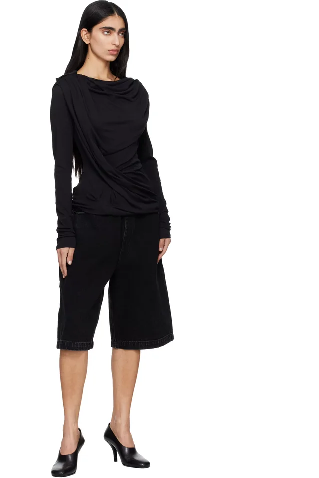 Entire Studios Black Spar Denim Shorts, photo 4 of 4 from SSENSE