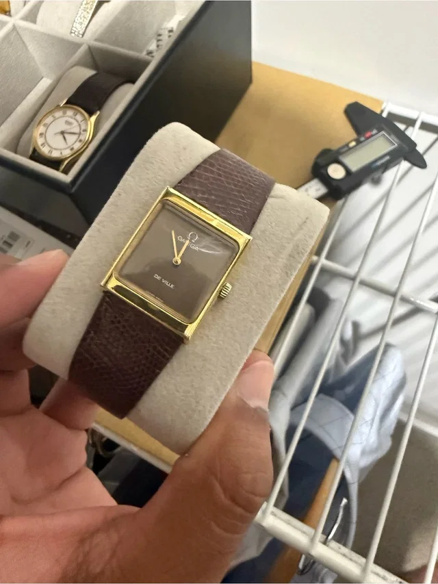 Omega De Ville Gold Case Brown Leather Strap Mechanical Watch in brown|gold|red Leather from Poshmark