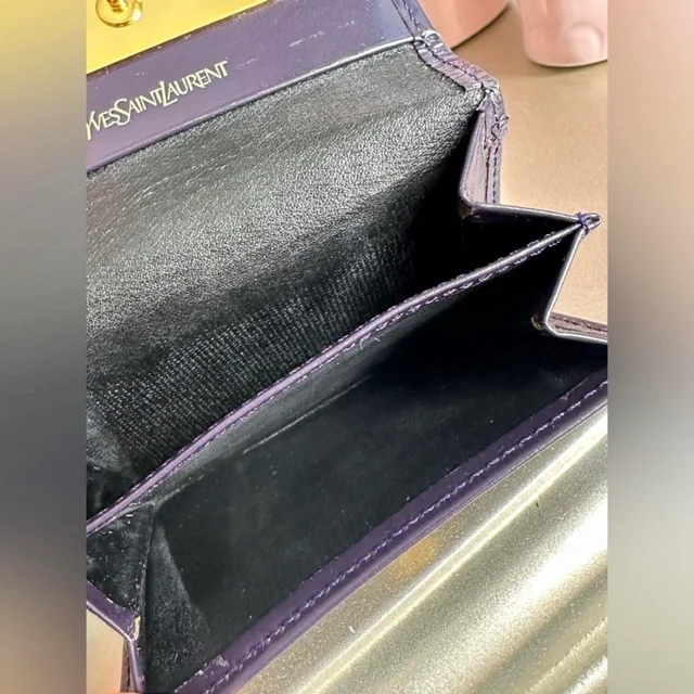 Saint Laurent Women's Cardholders - Purple/Blue in blue|purple from Depop, photo 6 of 9