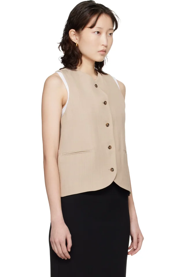Loulou de Saison Beige Paco Tailored Waistcoat, photo 2 of 4 from SSENSE