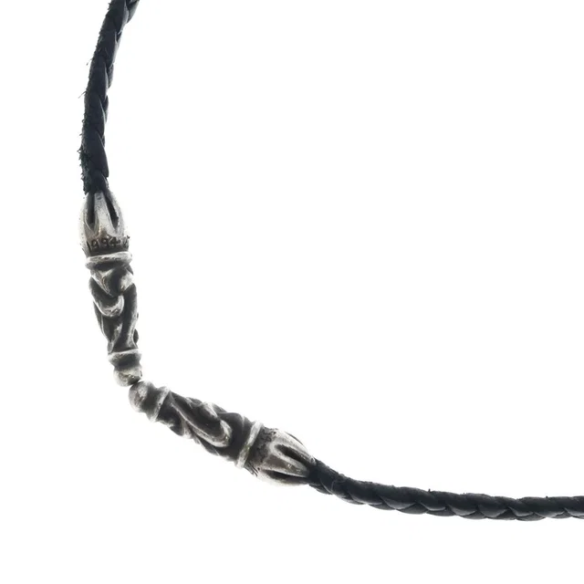 Chrome Hearts Leather Braid Scroll Necklace Braidnecklace Black Silver in Black Leather from The Reluxe