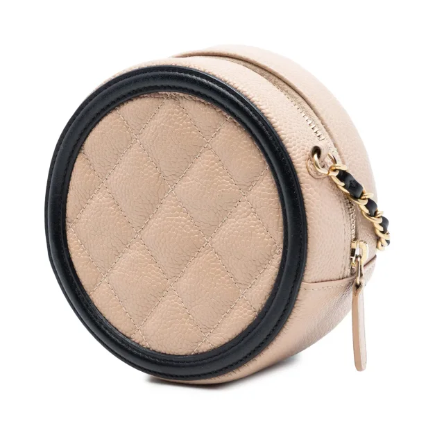 Beige Chanel Caviar CC Filigree Round Crossbody in Beige Caviar leather from Designer Revival, photo 2 of 8