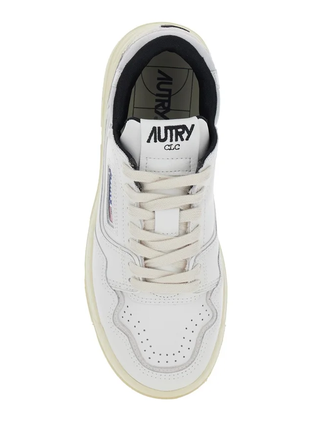Autry 'CLC' White Low Top Sneakers with Logo Patch in Leather Woman in White 60% Cow Leather 15% Suede Cow Leather 15% Mesh 10% Metallic Cow Leather, photo 8 of 8 from Gaudenzi Boutique