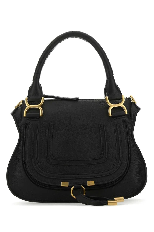 Chloé Marcie Shoulder Bag — Black in Black Calfskin from HEWI