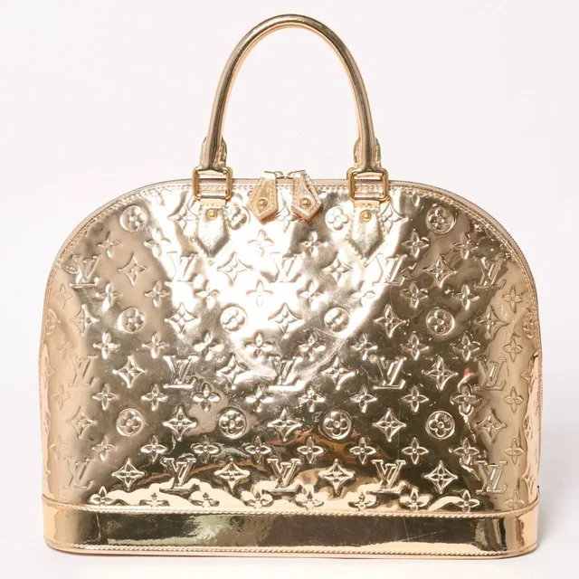 Louis Vuitton Alma GM Handbag Monogram Miroir Gold in Gold Patent leather from The Reluxe