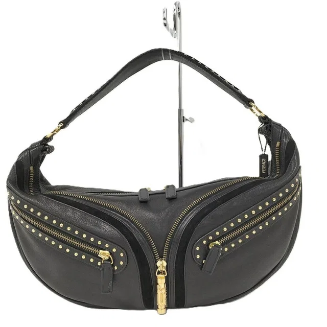 Versace Shoulder Bag Leather Black in Black Leather from The Reluxe
