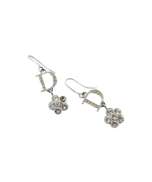 Dior Diamonte Floral Detail Earrings in Leather from Luxury Promise, photo 2 of 2