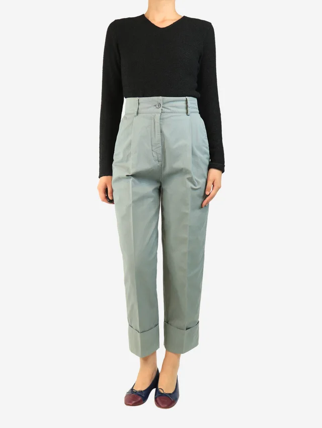 Acne Studios Blue cotton turn-up trousers - size UK 8 in Blue from Sign of the Times, photo 2 of 2