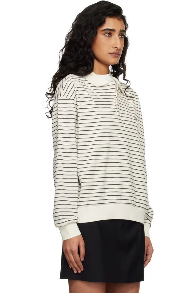 Dunst Off-White Striped Logo Collared Polo, photo 2 of 4 from SSENSE