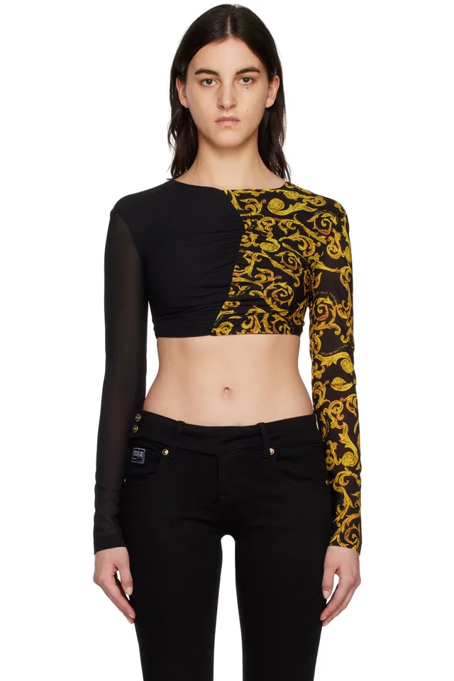 Black & Yellow Cropped Blouse, image 1 of 1 from SSENSE