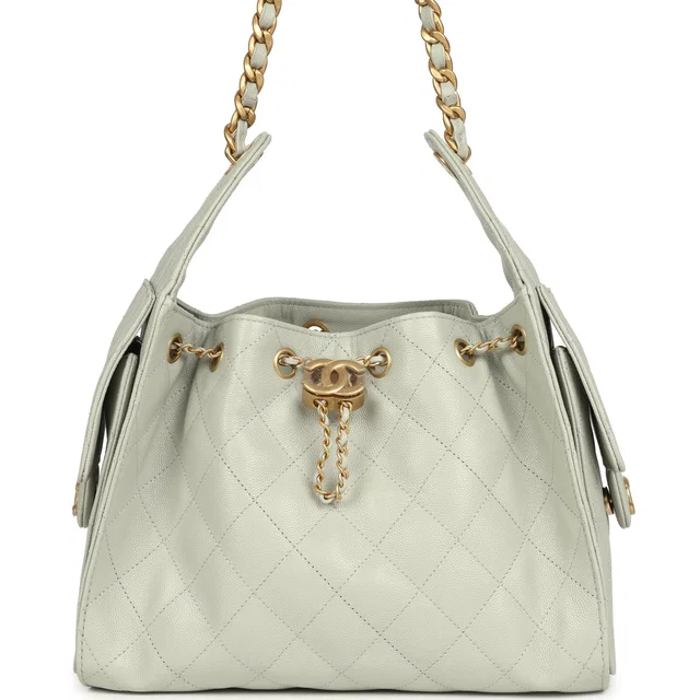 Chanel Small 25 Hobo Bag Light Green Caviar Antique Gold Hardware in Green Caviar leather from Madison Avenue Couture