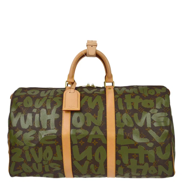Louis Vuitton 2001 Khaki Monogram Graffiti Keepall 50 Duffle Bag M92196 in Green Canvas from AMORE Vintage Tokyo