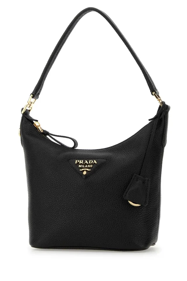 Prada Textured Deer Leather Shoulder Bag — Black in Black Leather from HEWI, photo 2 of 2