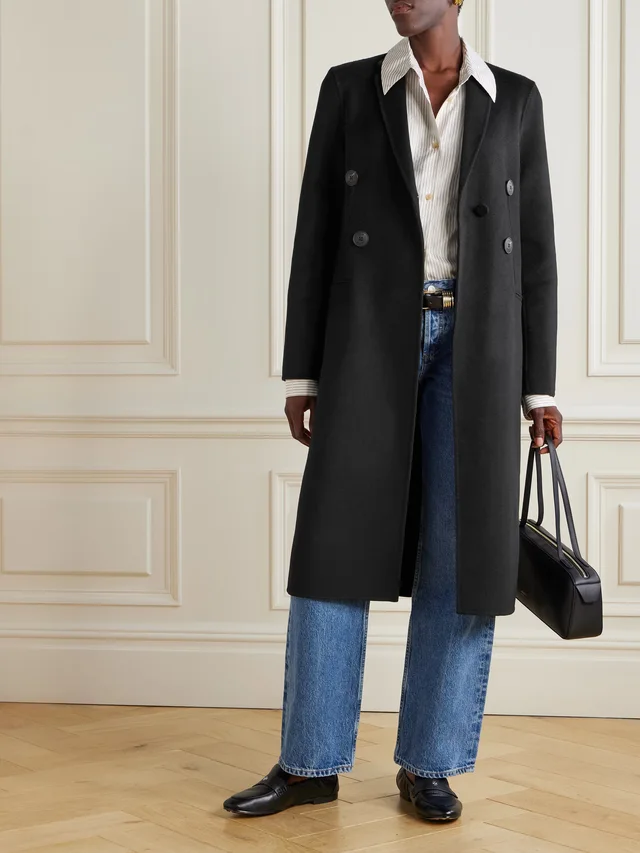 TORY BURCH Asymmetric wool-blend coat in Black, photo 2 of 2 from NET-A-PORTER (Canada)