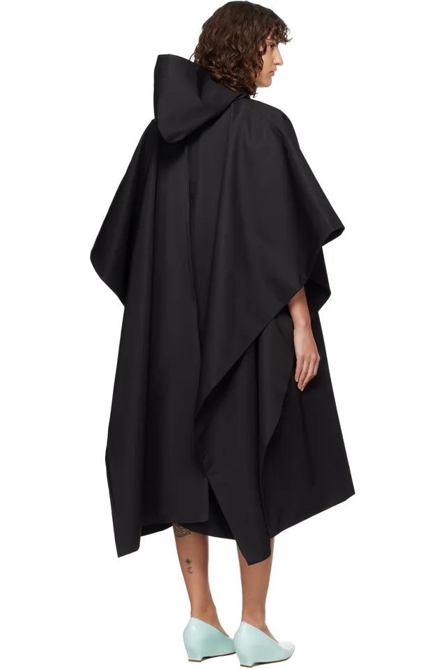 LII Black Long Poncho Coat, photo 3 of 4 from SSENSE