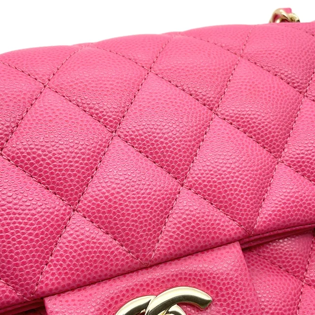 Chanel Matelasse W Flap ChainShoulder Bag PinkA01113 Caviar Leather Size 23 in Caviar leather from GALLERY RARE, photo 10 of 17