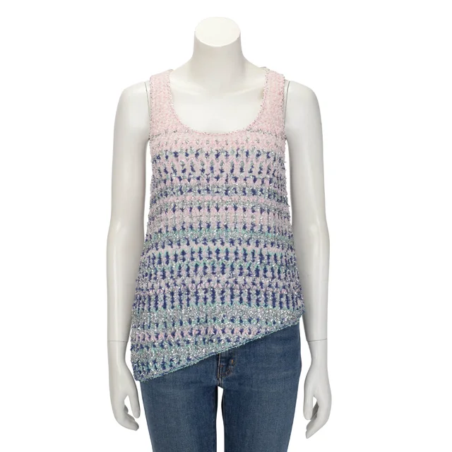 Chanel Asymmetric Top FR 34 in Pastel Tweed from Blue Spinach