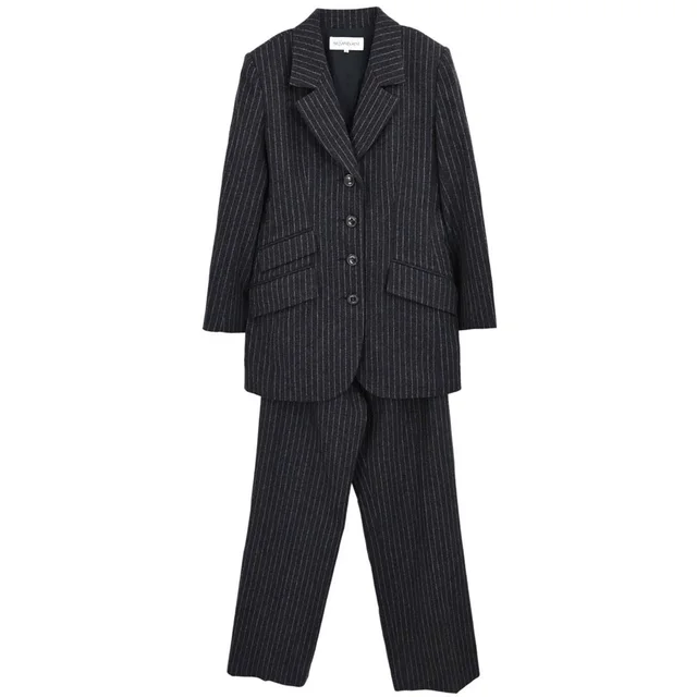 Saint Laurent Setup Jacket Pants Gray #36 in Grey Wool from AMORE Vintage Tokyo