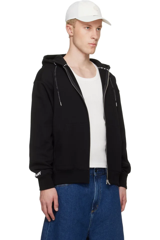 AAPE by A Bathing Ape Black Moonface Zip-Up Hoodie, photo 2 of 4 from SSENSE