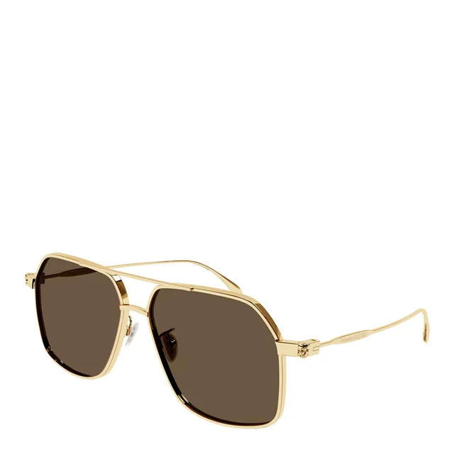 Alexander McQueen AMQ AM0372S Sunglasses, Gold/Brown from Cultstatus, photo 1 of 1