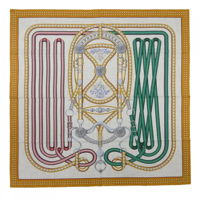 Hermès Grand Tralala Carre Shawl Gray Brown Green in Brown Silk from The Reluxe