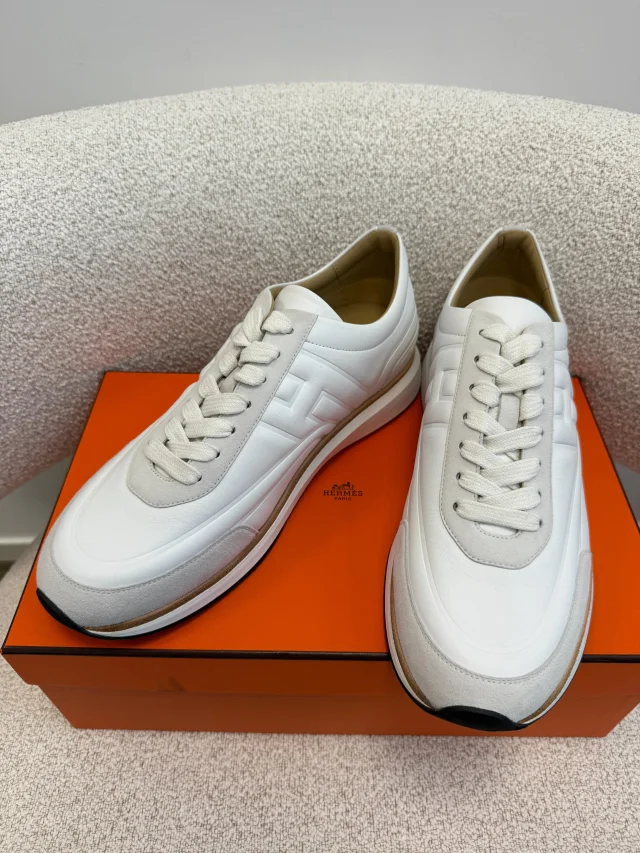 HK LOCATED*HERMÈS EASY SNEAKER Blanc- Size 42 in White Calfskin from Luxury Promise