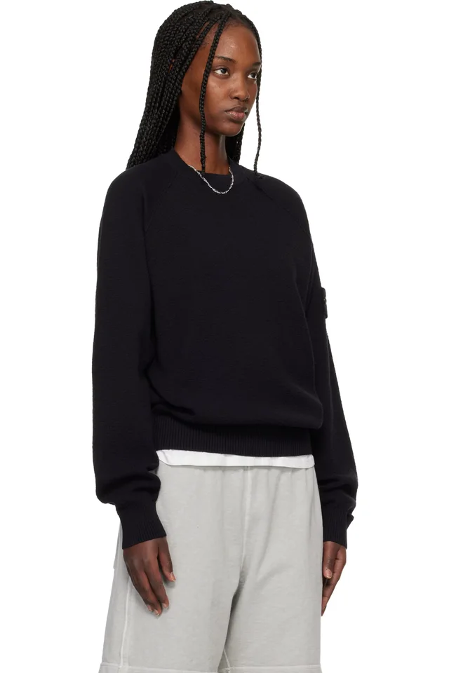 Stone Island Navy 5100020 Light Raw Hand Organic Cotton Sweater, photo 2 of 5 from SSENSE