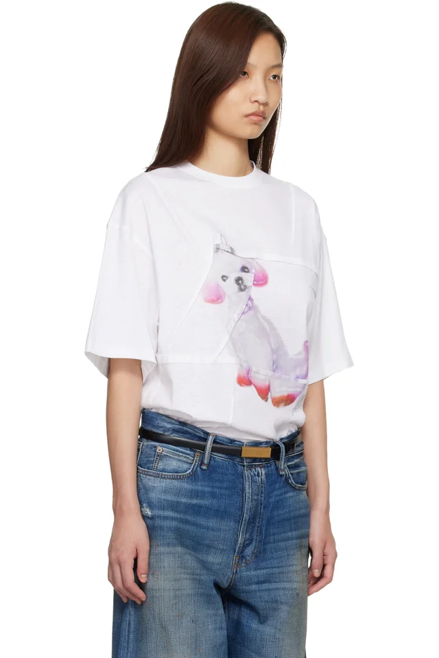 Acne Studios White Printed T-shirt, photo 2 of 5 from SSENSE