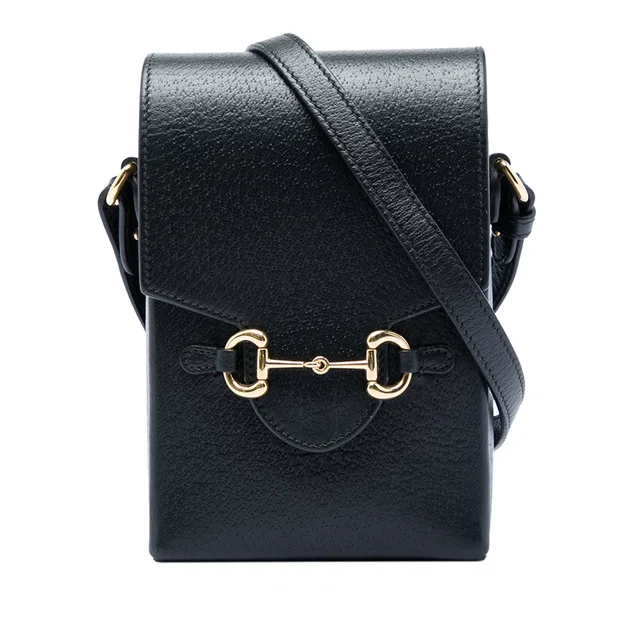 Black Gucci Mini Leather Horsebit 1955 Crossbody in Black Leather from Designer Revival