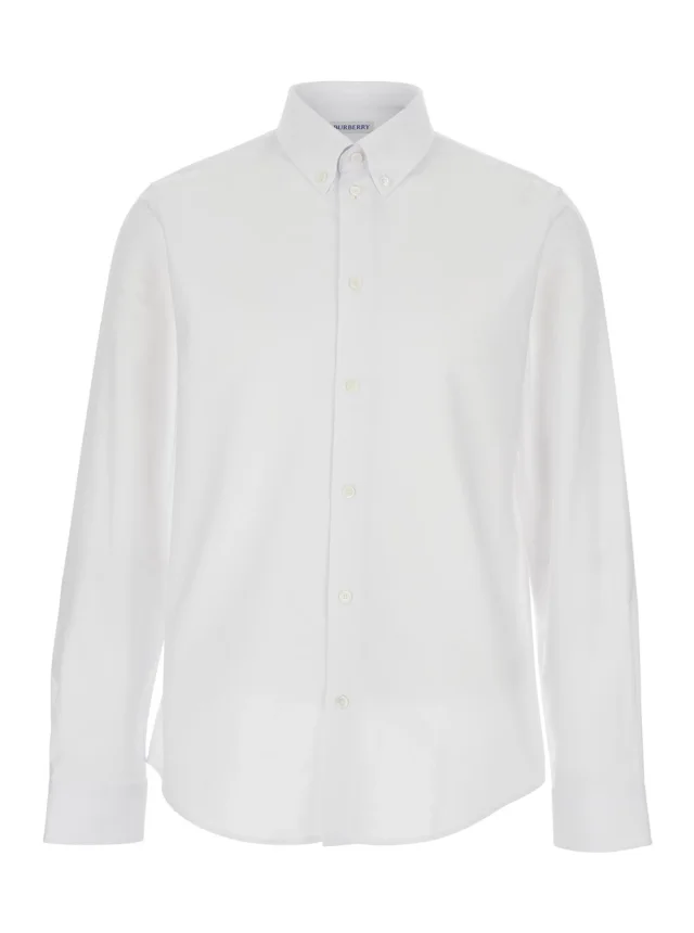 White Shirt with Button Down Collar in Cotton Man in White, image 1 of 1 from Gaudenzi Boutique