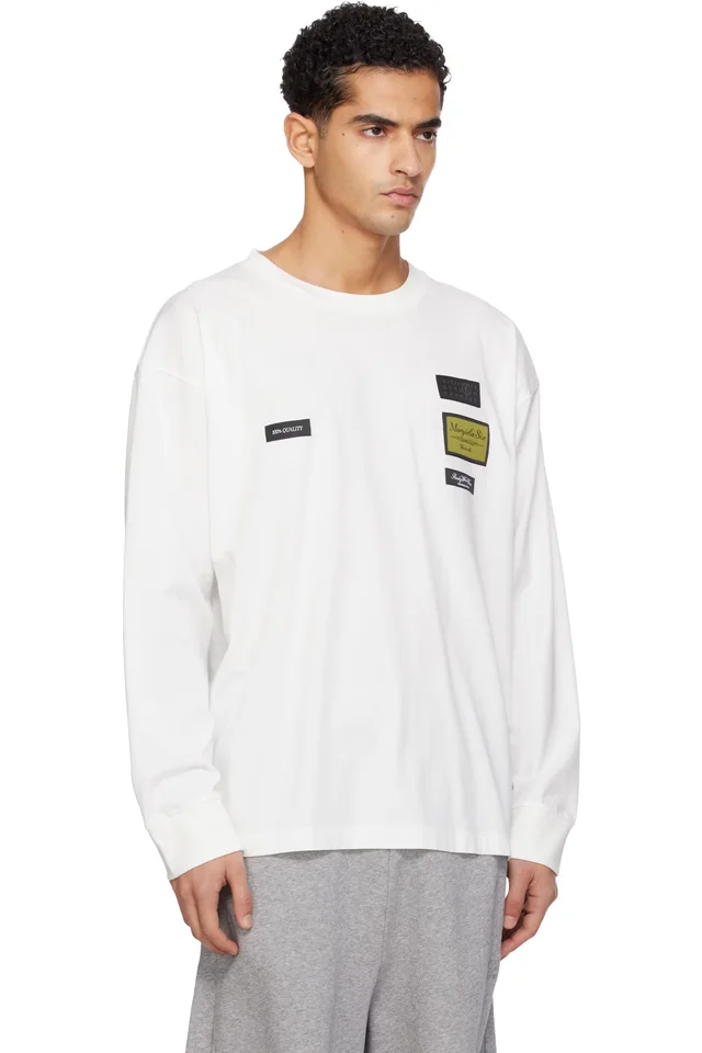 MM6 Maison Margiela White Long-Sleeve T-shirt, photo 2 of 4 from SSENSE