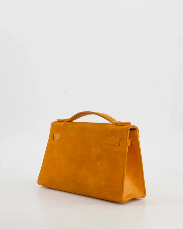 Hermès Vintage Mini Kelly Pochette Bag in Orange Calfskin from Sellier, photo 6 of 23