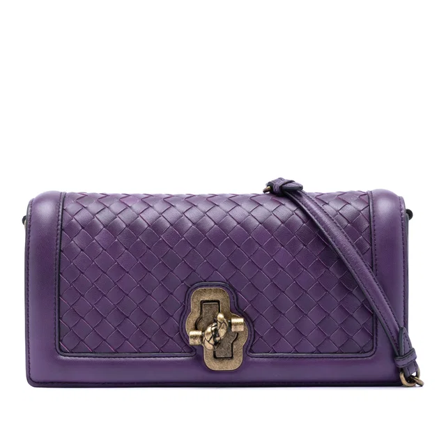 Purple Bottega Veneta Nappa Intrecciato Olimpia Knot Crossbody in Purple Nappa leather from Designer Revival