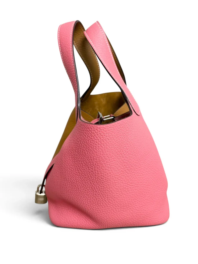 Hermès Rose Azalee Sesame Clemence Casaque Picotin Lock 18 in Pink Clemence leather from Season 2 Consign, photo 5 of 9