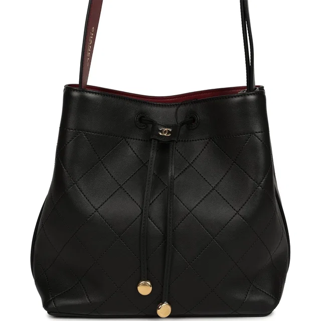 Chanel Medium "CC Loop" Drawstring Bucket Bag in Black Calfskin from Madison Avenue Couture