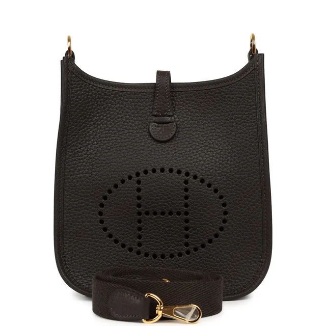Hermès Evelyne TPM Bai Brun Clemence Gold Hardware in Clemence leather from Madison Avenue Couture