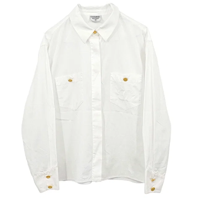 Chanel Blouse Shirt White in White from AMORE Vintage Tokyo