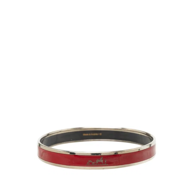 Red Hermès Narrow Enamel Calech Bangle 65 Costume Bracelet in Red from Designer Revival