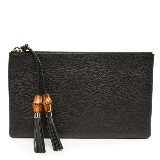 Black Gucci Calfskin Bamboo Clutch in Black Calfskin from Designer Revival