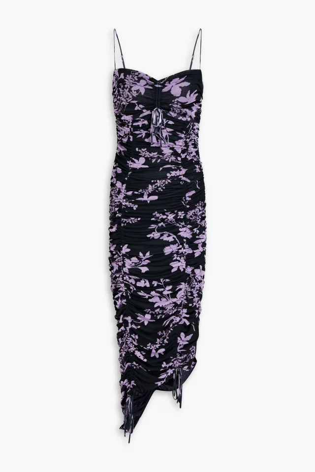 Nicholas Ruched Printed Stretch-Mesh Midi Dress from THE OUTNET, photo 1 of 1
