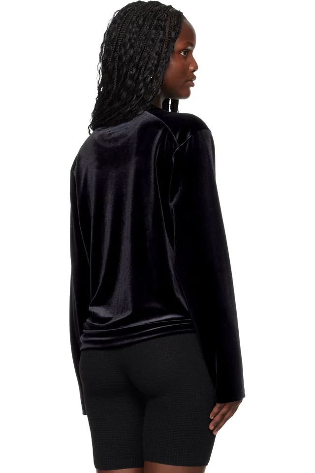 Fear of God ESSENTIALS Black Holiday Velour Classic Long Sleeve T-shirt, photo 3 of 4 from SSENSE