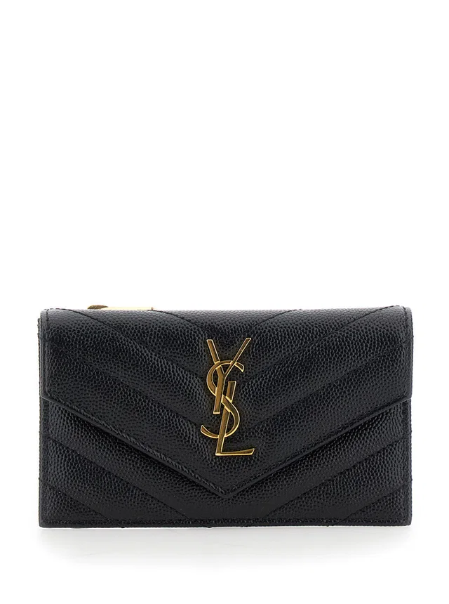 Saint Laurent Cassandre Card Case — Black Calf Leather Cases in Black Calfskin from HEWI