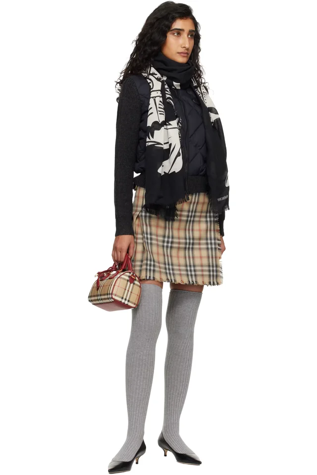 Burberry Black Wide EKD Wool Scarf, photo 2 of 2 from SSENSE