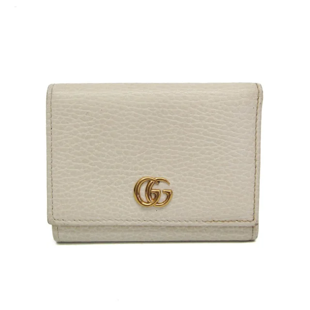 Gucci GG Marmont 474746 Women's Leather Wallet (tri-fold) Off-white in Off-white Leather from Elady