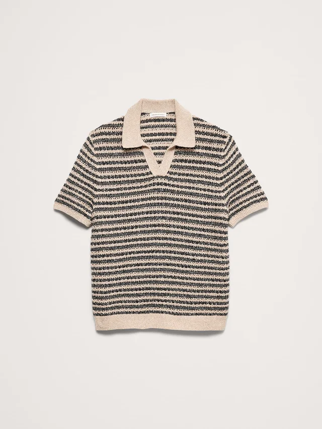 Banana Republic Textured Stripe Sweater Polo in Natural, photo 4 of 5 from Banana Republic (US)